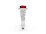 White gold Princess Cut Halo Pavé Diamond Engagement Ring with Split Shank and Four-Prong Setting_2