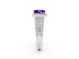 White gold Princess Cut Halo Pavé Diamond Engagement Ring with Split Shank and Four-Prong Setting_2