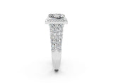 White gold Princess Cut Halo Pavé Diamond Engagement Ring with Split Shank and Four-Prong Setting_2