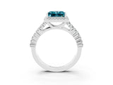 White gold Princess Cut Halo Pavé Diamond Engagement Ring with Split Shank and Four-Prong Setting_3