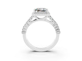White gold Princess Cut Halo Pavé Diamond Engagement Ring with Split Shank and Four-Prong Setting_3