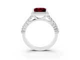 White gold Princess Cut Halo Pavé Diamond Engagement Ring with Split Shank and Four-Prong Setting_3