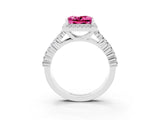 White gold Princess Cut Halo Pavé Diamond Engagement Ring with Split Shank and Four-Prong Setting_3