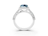 White gold Princess Cut Halo Pavé Diamond Engagement Ring with Split Shank and Four-Prong Setting_3