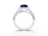 White gold Princess Cut Halo Pavé Diamond Engagement Ring with Split Shank and Four-Prong Setting_3