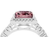 White gold Princess Cut Halo Pavé Diamond Engagement Ring with Split Shank and Four-Prong Setting_4
