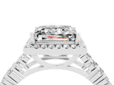 White gold Princess Cut Halo Pavé Diamond Engagement Ring with Split Shank and Four-Prong Setting_4