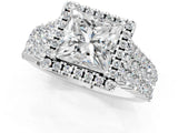 White gold Princess Cut Halo Pavé Diamond Engagement Ring with Split Shank and Four-Prong Setting_5