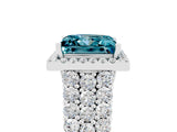 White gold Princess Cut Halo Pavé Diamond Engagement Ring with Split Shank and Four-Prong Setting_5