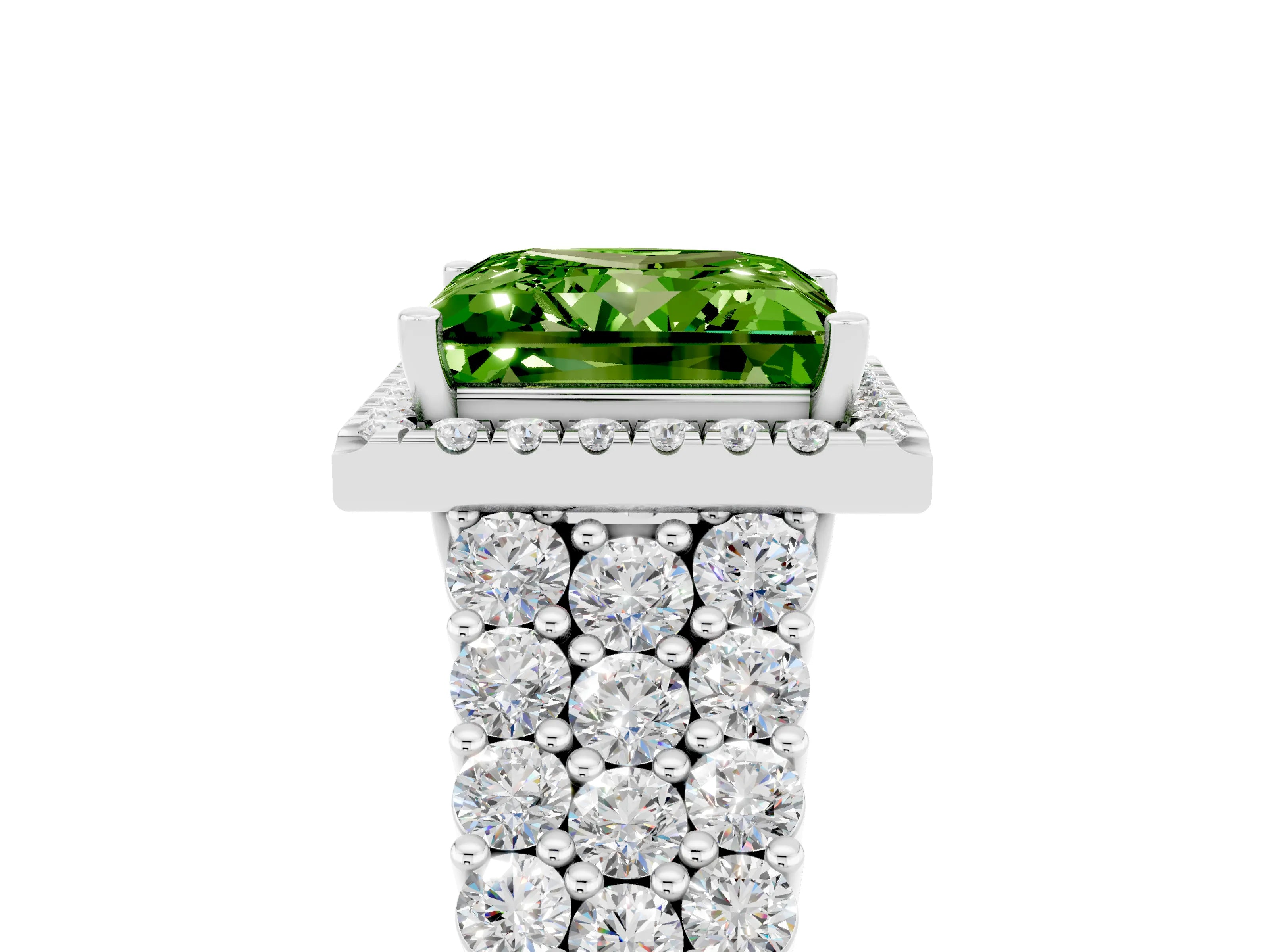 White gold Princess Cut Halo Pavé Diamond Engagement Ring with Split Shank and Four-Prong Setting_5