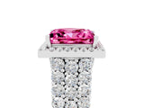 White gold Princess Cut Halo Pavé Diamond Engagement Ring with Split Shank and Four-Prong Setting_5
