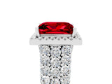 White gold Princess Cut Halo Pavé Diamond Engagement Ring with Split Shank and Four-Prong Setting_5