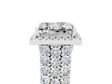 White gold Princess Cut Halo Pavé Diamond Engagement Ring with Split Shank and Four-Prong Setting_5
