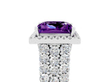 White gold Princess Cut Halo Pavé Diamond Engagement Ring with Split Shank and Four-Prong Setting_5