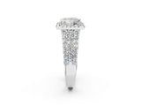 White gold Princess Cut Halo Pavé Diamond Engagement Ring with Split Shank and Four-Prong Setting_6