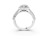 White gold Princess Cut Halo Pavé Diamond Engagement Ring with Split Shank and Four-Prong Setting_7