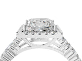 White gold Princess Cut Halo Pavé Diamond Engagement Ring with Split Shank and Four-Prong Setting_8