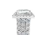 White gold Princess Cut Halo Pavé Diamond Engagement Ring with Split Shank and Four-Prong Setting_9