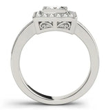 White gold Princess Cut Halo Pavé Diamond Ring 2