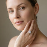 White gold Princess Cut Halo Pavé Solitaire Ring with Four-Prong Setting_22
