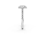 White gold Princess Cut Halo Pavé Solitaire Ring with Milgrain Band_13