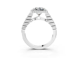 White gold Princess Cut Halo Pavé Solitaire Ring with Milgrain Band_14