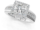 White gold Princess Cut Halo Pave Band Four-Prong Ring_75