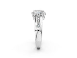 White gold Princess Cut Halo Pave Band Four-Prong Ring_76