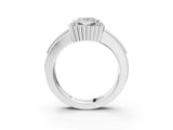 White gold Princess Cut Halo Pave Band Four-Prong Ring_77