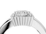 White gold Princess Cut Halo Pave Band Four-Prong Ring_78