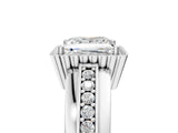 White gold Princess Cut Halo Pave Band Four-Prong Ring_79