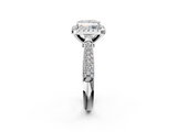 White gold Princess Cut Halo Pave Band Four-Prong Setting Ring_35
