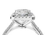 White gold Princess Cut Halo Pave Band Four-Prong Setting Ring_37