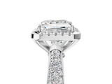 White gold Princess Cut Halo Pave Band Four-Prong Setting Ring_43