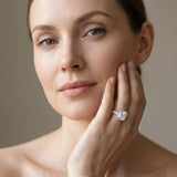 White gold Princess Cut Halo Pave Band Four-Prong Setting Ring_56