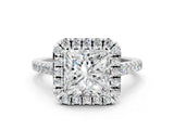 White gold Princess Cut Halo Pave Diamond Engagement Ring with Four-Prong Setting_8