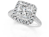 White gold Princess Cut Halo Pave Diamond Engagement Ring with Four-Prong Setting_9