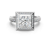 White gold Princess Cut Halo Pave Split Shank Prong Setting Ring_50