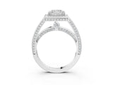 White gold Princess Cut Halo Pave Split Shank Prong Setting Ring_55