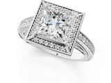 White gold Princess Cut Halo Pave Split Shank Prong Setting Ring_57
