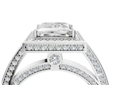 White gold Princess Cut Halo Pave Split Shank Prong Setting Ring_60