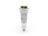 White gold Princess Cut Halo Peridot Ring with Split Shank and Four-Prong Setting_2