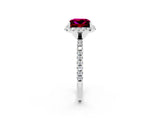 White gold Princess Cut Halo Round Diamond Pavé Band Four-Prong Ring_2