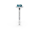 White gold Princess Cut Halo Round Diamond Pavé Band Four-Prong Ring_2