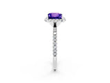 White gold Princess Cut Halo Round Diamond Pavé Band Four-Prong Ring_2