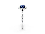White gold Princess Cut Halo Round Diamond Pavé Band Four-Prong Ring_2
