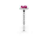 White gold Princess Cut Halo Round Diamond Pavé Band Four-Prong Ring_2