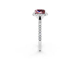 White gold Princess Cut Halo Round Diamond Pavé Band Four-Prong Ring_2