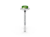 White gold Princess Cut Halo Round Diamond Pavé Band Four-Prong Ring_2