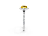 White gold Princess Cut Halo Round Diamond Pavé Band Four-Prong Ring_2